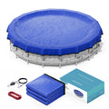 POOLHACKER 2025 Upgrade 24 ft Round Winter Pool Cover - 24ft Round Above Ground, 4 Foot Overlap Extra Thick 420D Pool Cover with Pulley and Cable