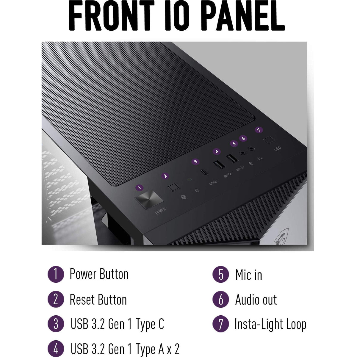 MSI MPG GUNGNIR 110R - Premium Mid-Tower Gaming PC Case - Tempered Glass Side Panel - 4 x ARGB 120mm Fans - Liquid Cooling Support up to 360mm Radiator - Two-Tone Design