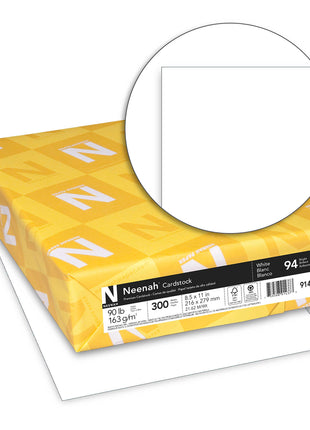 Neenah Index Cardstock, 8.5 inch x 11 inch, 90 lb./163 gsm, White, 300 Sheets, Lightweight, 94 Brightness - EXTRA SHEETS, MORE VALUE! (91437)