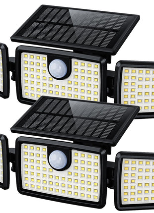 MIHANI Solar Flood Lights Outdoor, 2500LM Motion Sensor Security Lights with 270° Wide Angle, IP65 Waterproof, 3 Heads Solar Outdoor Lights for Patio, Yard, House, Garage (Non-Remote, 2 Pack)