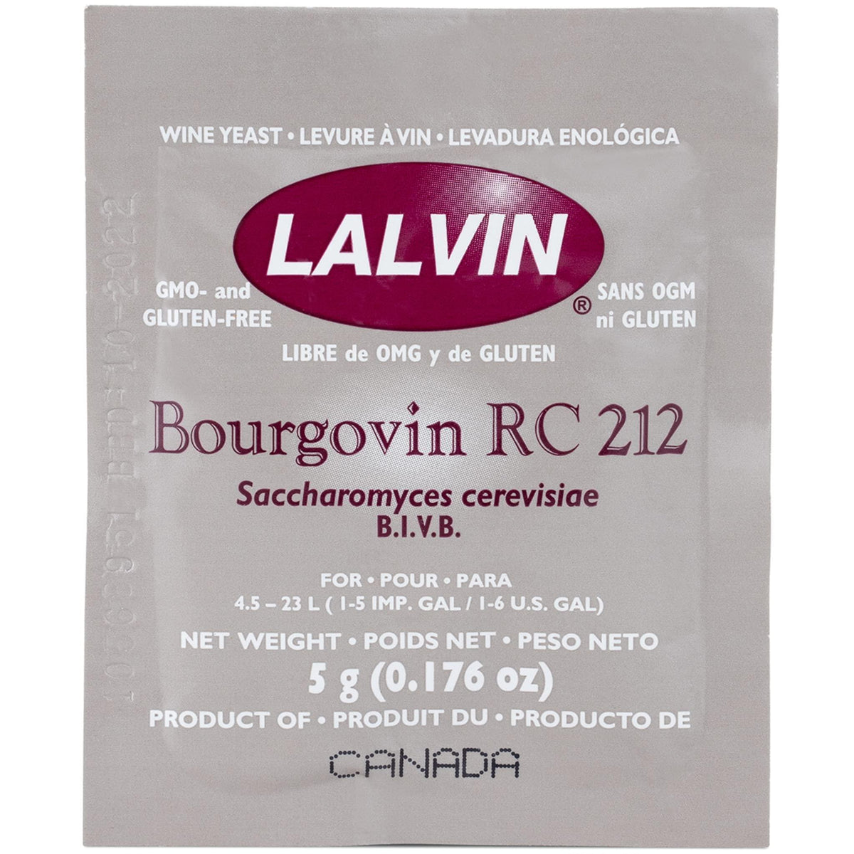 Lalvin RC-212 Wine Yeast (10 Pack) - Make Wine Cider Mead Kombucha At Home - 5 g Sachets - Saccharomyces cerevisiae - Sold by CAPYBARA Distributors Inc.