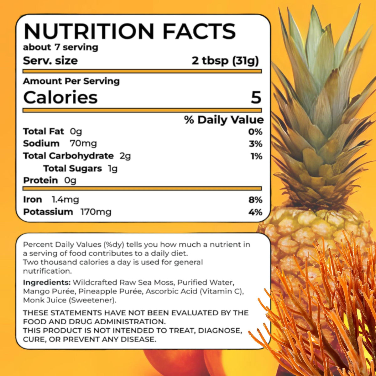 Biolore Sea Moss Gel Mango-Pineapple Made in USA Raw Wildcrafted Irish Seamoss Essential Vitamins Trace Minerals Vegan Superfood, Jam, Jelly & Sweet Spread Gifts (Mango-Pineapple 8OZ)