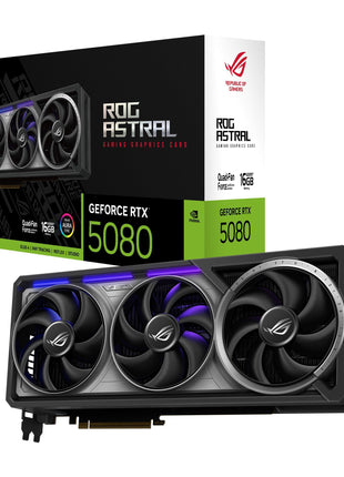 ASUS ROG Astral GeForce RTX™ 5080 Gaming Graphics Card (PCIe® 5.0, 16GB GDDR7, HDMI®/DP 2.1, 3.8-Slot, 4-Fan Design, Axial-tech Fans, Patented Vapor Chamber, Phase-Change GPU Thermal pad)