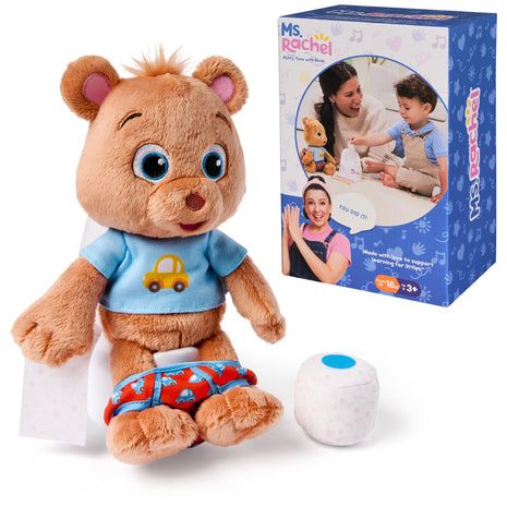 Ms. Rachel Potty Time with Bean, Interactive Plush Animal & Toilet | Plush Bear With Potty Accessories, Makes Training Fun & Easy, Toddler Toys For Girls And Boys Ages 18 Months To 3+