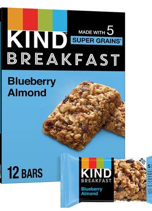 KIND Breakfast Bars, Blueberry Almond, Healthy Snacks, Gluten Free, 100% Whole Grains, 3g Protein, 6 Count