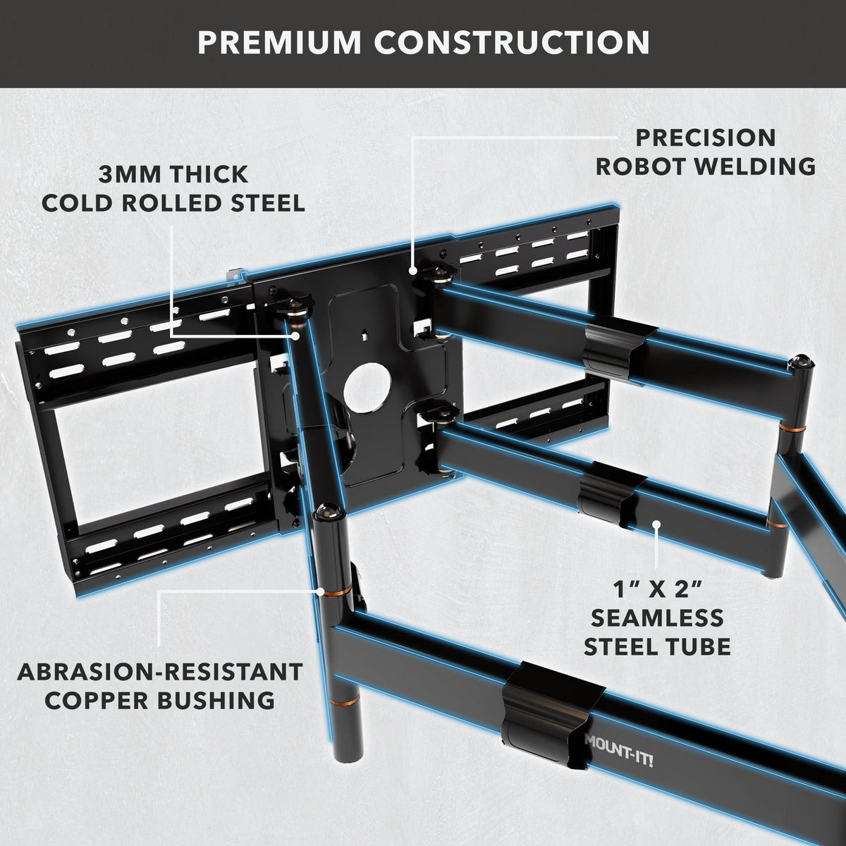 Mount-It! Full Motion TV Wall Mount with 39 Inch Long Extension Arms - 275 Lbs Capacity Heavy Duty Dual Arm TV Mount | Large 800 x 600mm VESA Holds 65 to 110 Inch TVs | Fits 16 and 24 Inch Studs