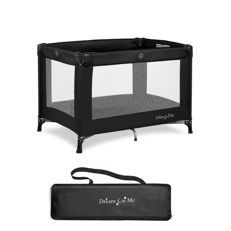Dream On Me Nest Portable Playard, Lightweight, Foldable, Carry Bag, Black | Breathable Mesh Sides, ASTM Tested for Infants & Toddlers, 30 Lb Limit, Removable 1" Mattress Pad, For Indoor & Outdoor Use