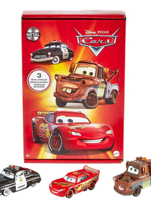 Mattel Disney and Pixar Cars Toys, Radiator Springs 3-Pack of Die-cast Toy Cars & Trucks with Lightning McQueen, Mater & Sheriff