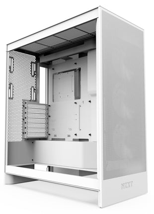 NZXT H7 Flow - Mid-Tower ATX Airflow PC Case - White | Airflow-first ATX mid-tower. Bottom-mount fans for direct GPU cooling, 420mm front radiator support, clean cable routing.
