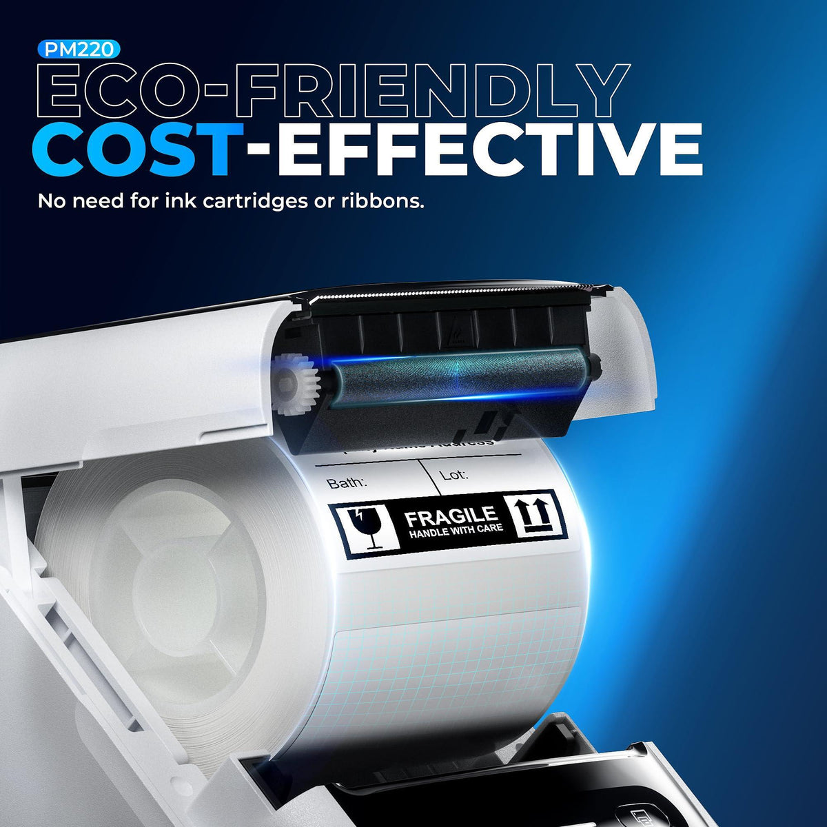 Nelko Label Maker Machine with Tape, PM220 Bluetooth Label Printer, 2 Inch Portable Thermal Printer for Small Business, Address, Logo, Clothing, Sticker Printer for iOS, Android & PC, White