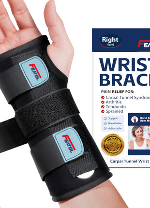 FEATOL Wrist Brace Hand Brace, Carpal Tunnel Wrist Splint Night Support for Women Men, Pain Relief Support  Tendonitis, Arthritis, Sprain, Right Hand, Small/Medium