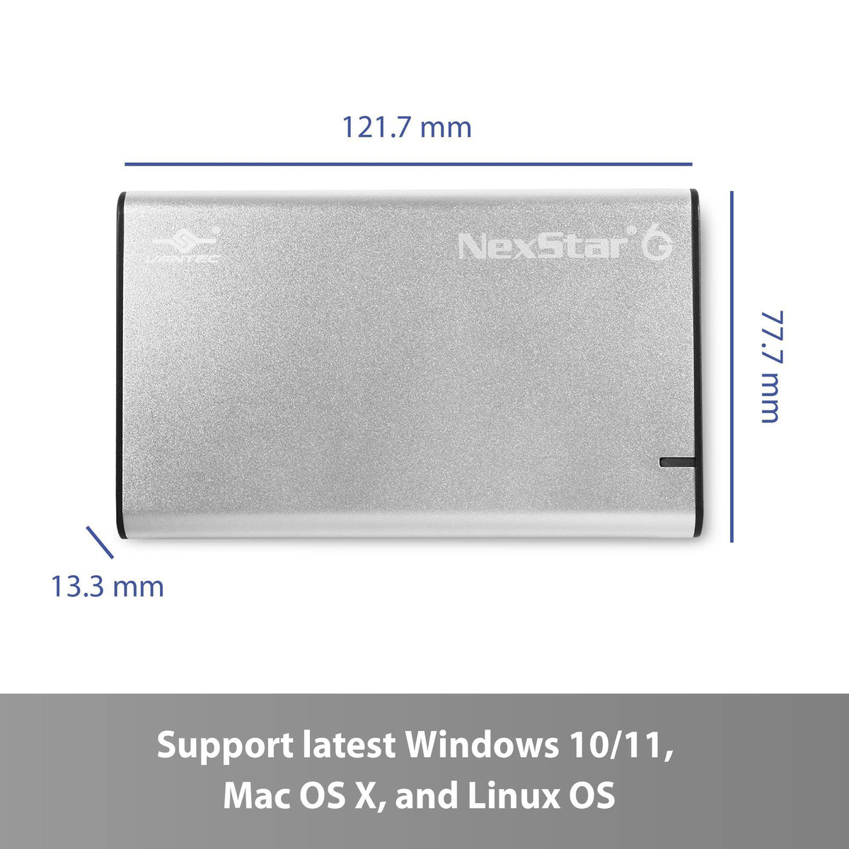 NexStar 6G, 2.5” SATA III to USB 3.2 Gen1 External SSD/HDD Enclosure, ID: Silver