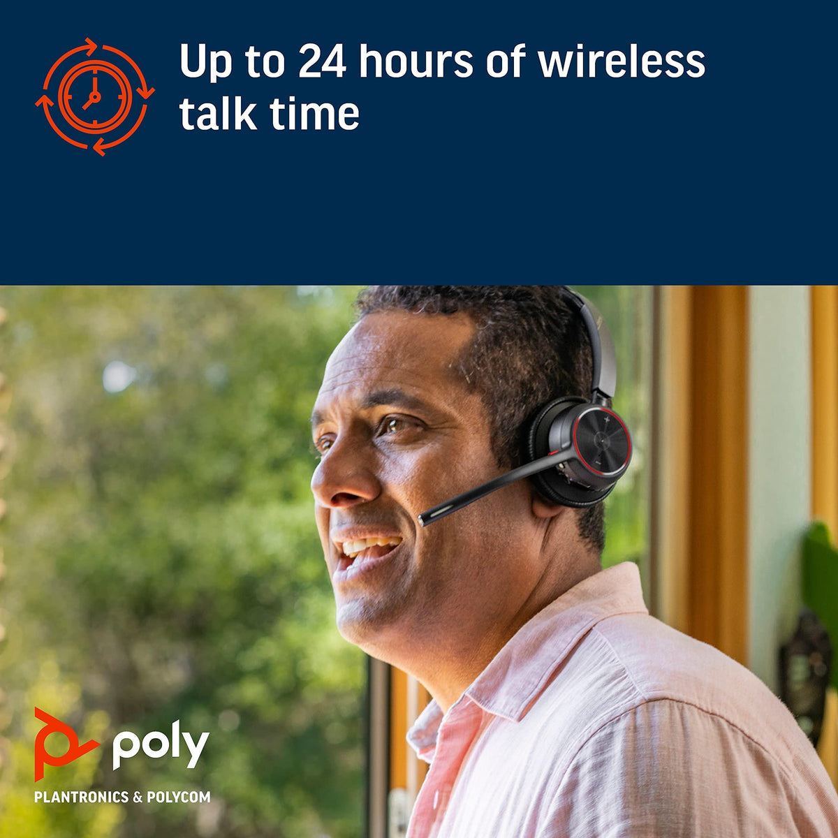 Poly - Voyager 4320 UC Wireless Headset (Plantronics) - Headphones with Boom Mic - Connect to PC/Mac via USB-C Bluetooth Adapter, Cell Phone via Bluetooth - Works with Teams, Zoom & More,Black