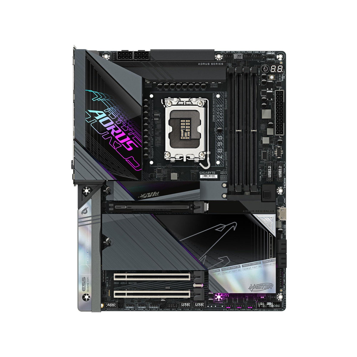 GIGABYTE Z890 AORUS Master Intel Core Ultra (Series 2) LGA 1851 Motherboard, ATX, DDR5, 5X M.2, PCIe 5.0, Thunderbolt 4, WIFI7, 10GbE LAN, EZ-Latch