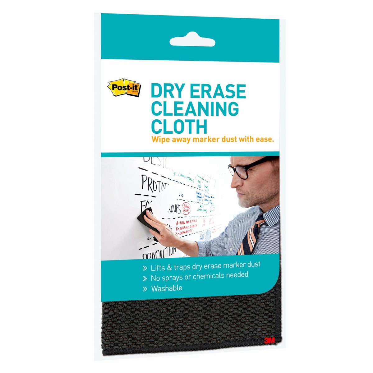 Post-it Dry Erase Cleaning Cloth (MMMDEFCLOTH) 10 5/8 x 10 5/8 Grey white