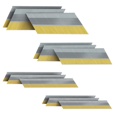 15 Gauge DA Angled Finish Nails, 34-Degree, 1200-Pack (2-1/2 inch, 2 inch, 1-1/2 inch, 1-1/4 inch 300 Per Sizes), Galvanized Assorted Size Project Pack, for Pneumatic, Electric Angled Finish Nailer Gun