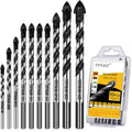 Professional Masonry Drill Bit Set (10PCS) for Glass/Brick/Plastic/Cement/Wood/Tile/Etc, Industrial Strength Carbide Drill Bit Tip, 1/8 inch-1/2 inch by TITGGI