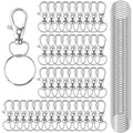 HXSEMAYIG 100PCS Keychain Hooks with Key Rings,Metal Swivel Lobster Claw Clasps, for Keychain Clip Lanyard, Jewelry Making, Crafts (Silver)