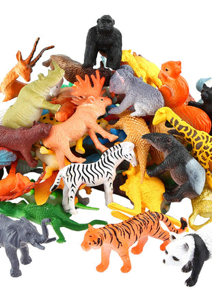 54 Piece Animal Figures for Kids, Safari Jungle Animal Figurines | Realistic animal figures for sensory bins, school learning, jungle party favors, cupcake toppers, classroom rewards