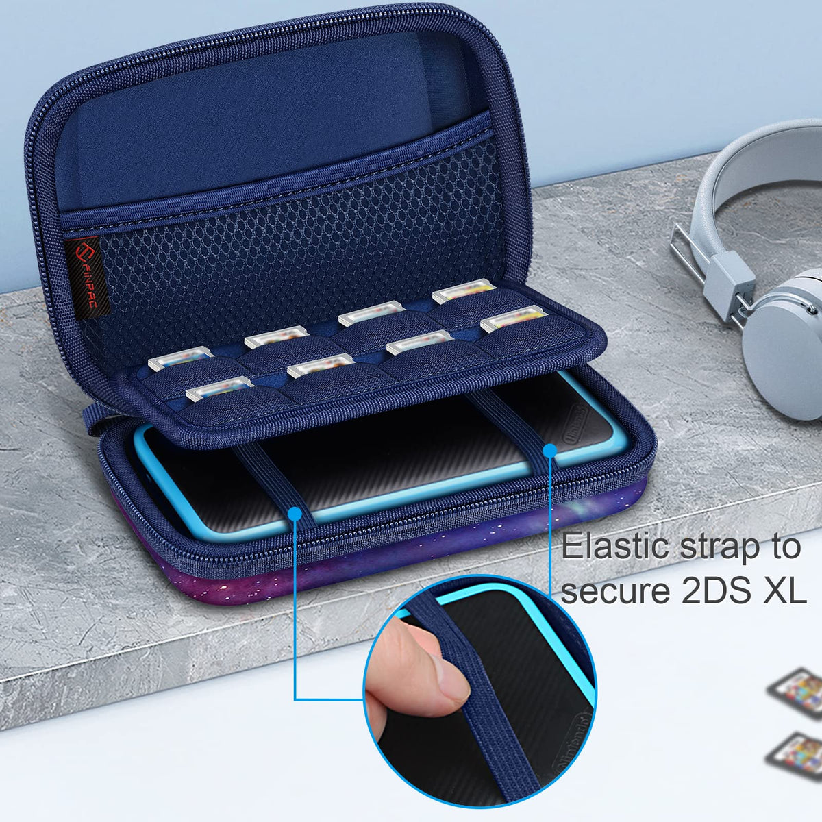 Fintie Carrying Case for Nintendo New 2DS XL LL/New 3DS / 2DS / 3DS XL LL, Protective Hard Shell Portable Travel Cover Pouch with Game Card Slots & Inner Pocket, Galaxy
