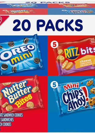 Nabisco Snacks Variety Pack, 4 Flavors, Cookies & Crackers, 20 Snack Packs | OREO Minis, NUTTER BUTTER Bites, CHIPS AHOY! Minis Cookies, and RITZ Bits Cheese Sandwich Crackers, Individually Wrapped