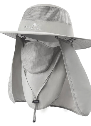 Fishing Hat,Sun Cap with UPF 50+ Sun Protection and Neck Flap,for Man and Women Light Grey