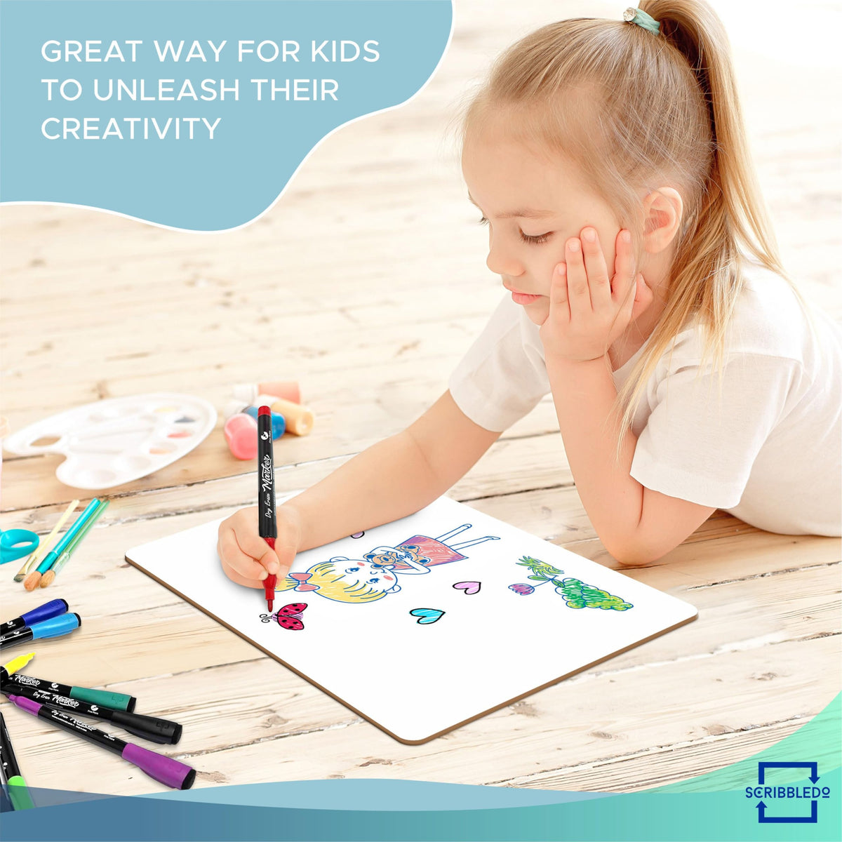 Scribbledo Small White Board Dry Erase Mini Whiteboard 9x12 Inch Small Dry Erase Board Marker Board Dry Erase Lapboards Handheld Personal White Boards for Students Whiteboard Office