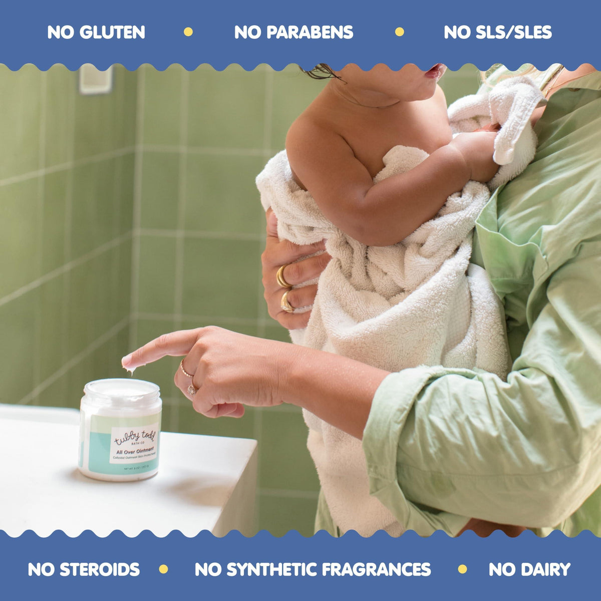 TUBBY TODD All Over Ointment - Baby Eczema Cream - Everyday Multi-Purpose Baby Skin Relief Cream - Sensitive Skin, Dry Skin & Irritation - Steroid & Gluten Free - Fragrance Free, 2 Pack 3.5oz & 8oz