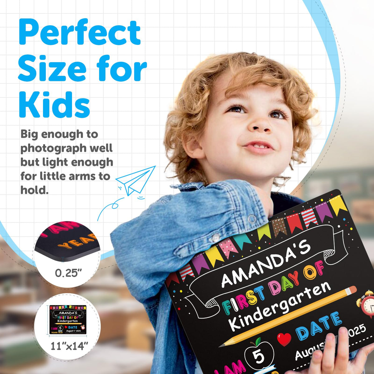 PETCEE First Day of School Board Sign - 11"x14" Double Sided Reusable and Erasable 1st First & Last Day of Preschool Pre-K Chalkboard Sign Photo Prop Gift Back to School Supplies for Kids Son Daughter