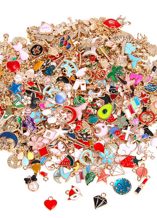 SANNIX 350Pcs Bracelet Charms Jewelry Making Charms Assorted Gold Plated Enamel Pendants for DIY Necklace Bracelet Earring Craft Supplies