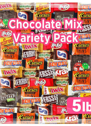 Easter Chocolate Assorted Bulk Candy Variety Pack 5lb - Mini Chocolate Bars, Milk & Dark Chocolate Mix - Individually Wrapped Easter Candy for Baskets, Egg Hunts, Party Favors and Treat Bags