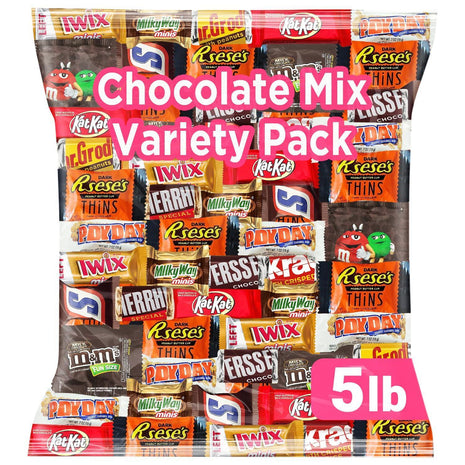 Easter Chocolate Assorted Bulk Candy Variety Pack 5lb - Mini Chocolate Bars, Milk & Dark Chocolate Mix - Individually Wrapped Easter Candy for Baskets, Egg Hunts, Party Favors and Treat Bags