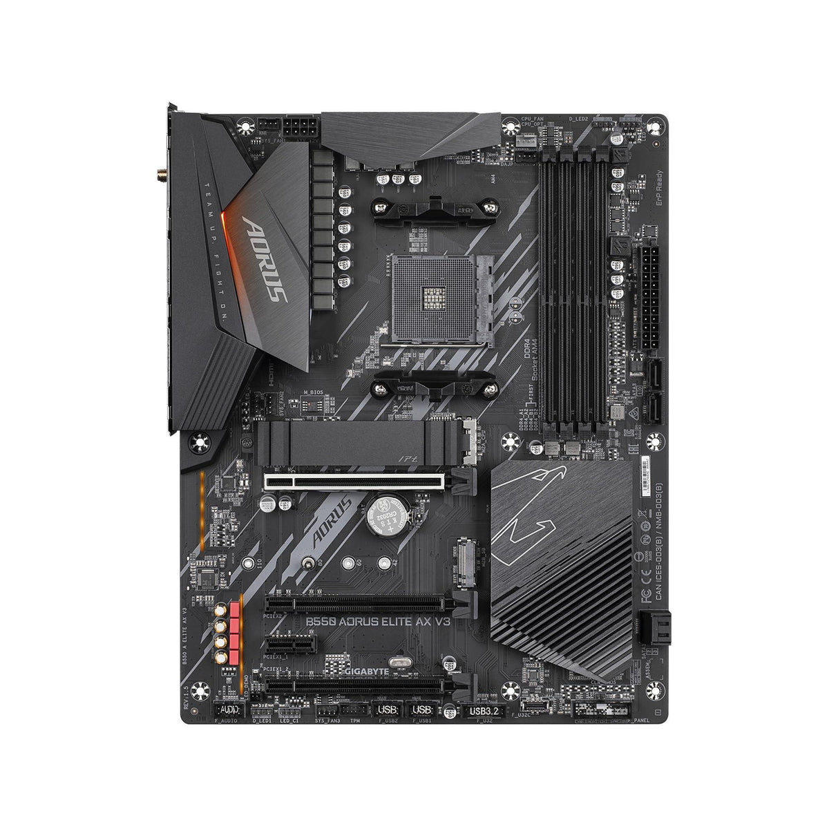 GIGABYTE B550 AORUS Elite AX V3 Motherboard, Supports AMD AM4 Ryzen 5000 Processors, ATX, DDR4, Dual M.2, SATA 6Gb/s, 2.4/5 GHz Dual-Band, 2.5 GbE LAN, PCIe 4.0