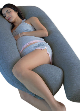 Pharmedoc Pregnancy Pillows, U-Shape Full Body Pillow -Removable Cover Jumbo Size - Gray - Pregnancy Pillows for Sleeping - Body Pillows for Adults, Maternity Pillow and Pregnancy Must Haves