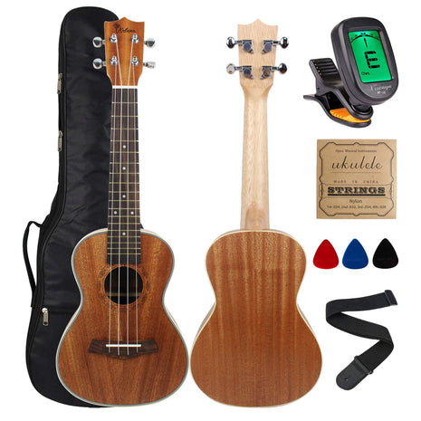 Kulana Deluxe Concert Ukulele, Mahogany Wood with Binding and Aquila Strings  Gig Bag