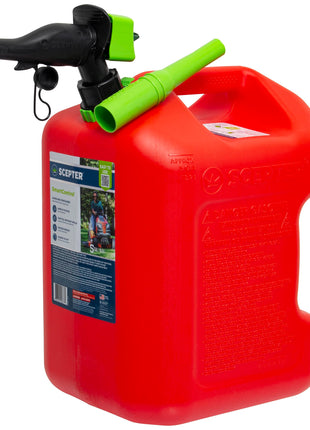 Scepter FSCG552 Fuel Container with Spill Proof Spout with Bonus Spout Extender, Rear Handle Red Gas Can, 5 Gallon