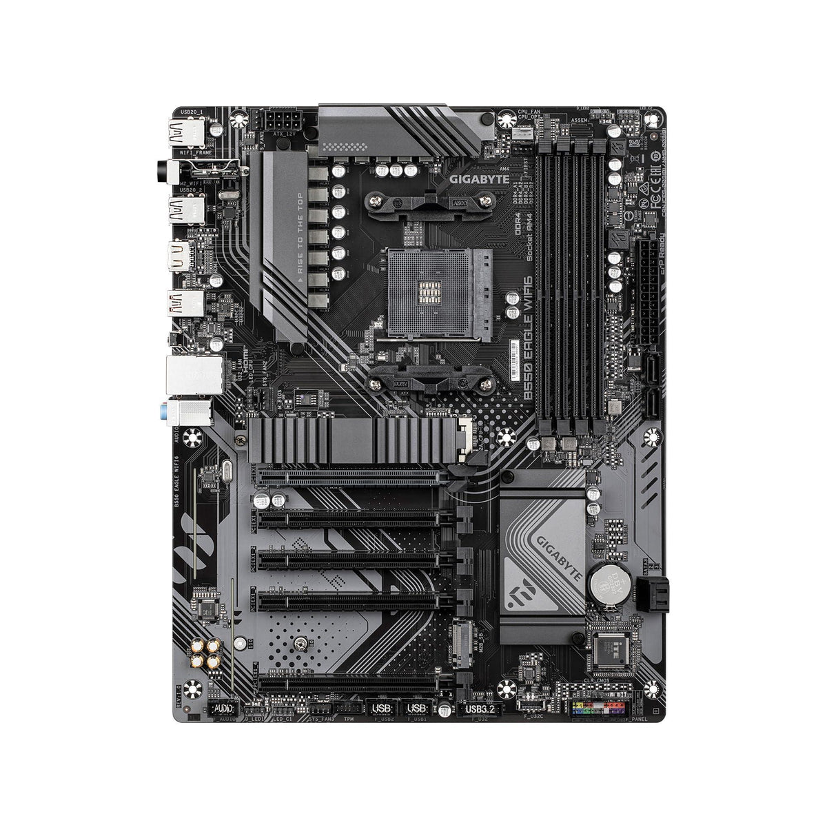 GIGABYTE B550 Eagle WIFI6 Motherboard, Supports AMD AM4 Ryzen 5000 Processors, ATX, DDR4, 2X M.2, PCIe 4.0, WIFI6, 1GbE LAN, EZ-Latch