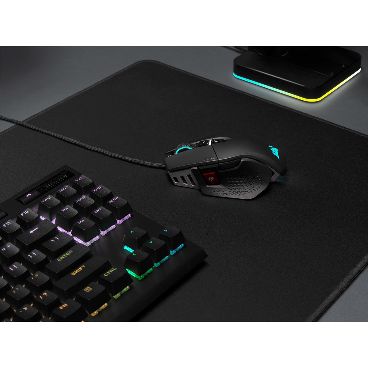 Corsair M65 RGB Ultra Tunable FPS Gaming Mouse Marksman 26,000 DPI Optical Sensor, Optical Switches, AXON Hyper-Processing Technology, Sensor Fusion Control, Tunable Weight System - Black