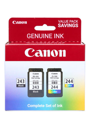 Canon PG-243 / CL-244 Genuine Ink Value Pack (2 Cartridges), Compatible with iP2820, MX492, MG2420/2520/2920/2922/2924/3020/2522/2525, TS3120/302/302a/202/4520/3320