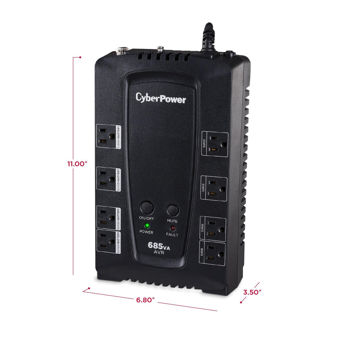 CyberPower CP685AVRG AVR UPS Battery Backup and Surge Protector, 685VA/390W, 8 Outlets, Compact, UL Certified