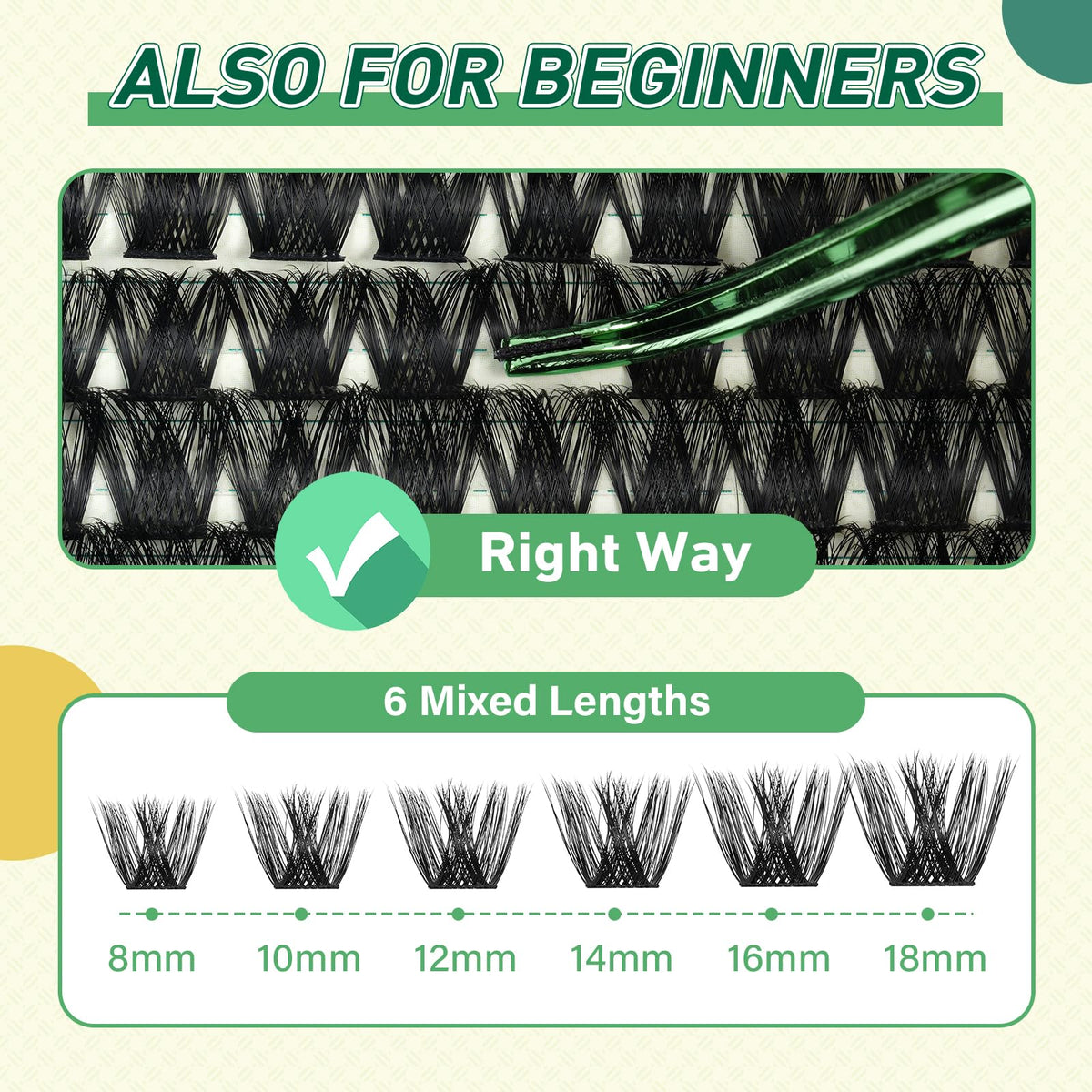 KEYYOU Lash Clusters Kit 144pcs Thick Volume D Curl Lash Clusters Lash Extension Kit with Mascara Brush Bond and Seal Lash Glue Remover Lash Applicators Lash Brush for DIY Lash Extensions (Y02 Kit)