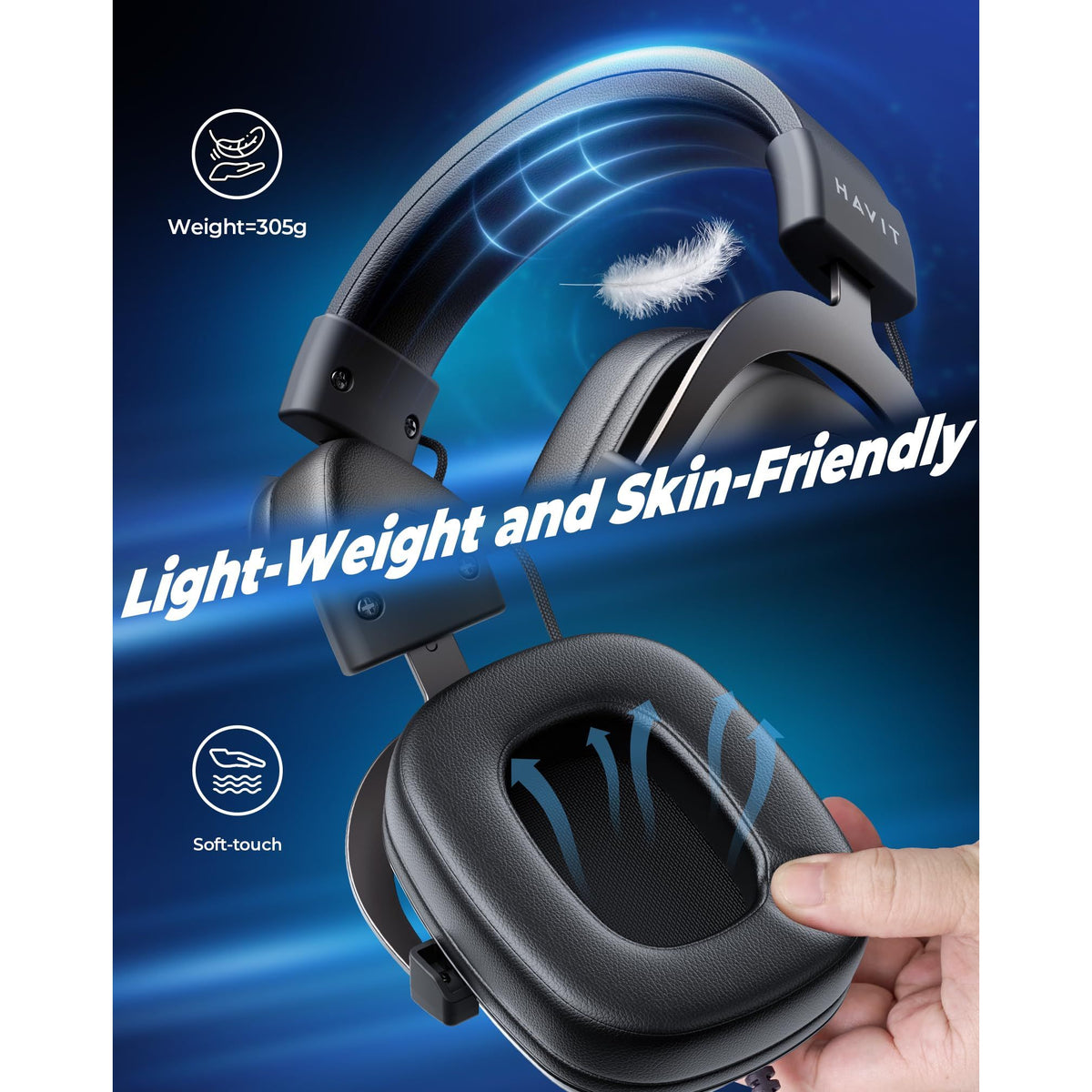havit H2002d Gaming Headsets for PS4,PC, 53MM Drivers Surround Sound PS5 Headset with Mic Gaming Headphones with Mic Durable Aluminum Frame Valentines Gifts for Men