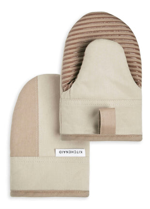 KitchenAid Beacon Two-Tone Non-Slip Mini Oven Mitt Set, Milkshake Tan/Beige, 5.5"x8", 2 Piece