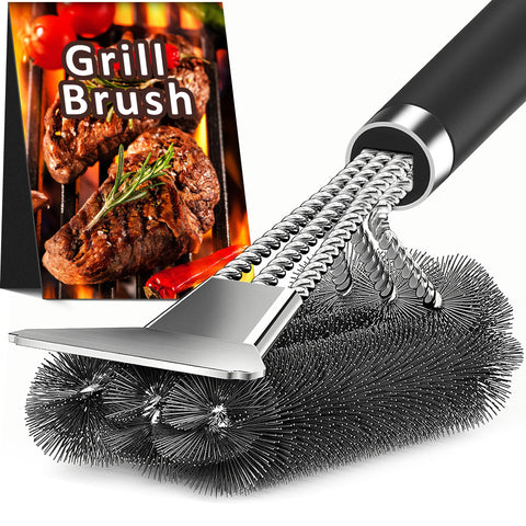 TNTOR Grill Brush with Scraper, 18" Adjustable Handle BBQ Grill Brush for Outdoor Grill, Extra Strong Grill Cleaner Accessories for Grill/Smoker/Gas/Charcoal Grill Cleaning-Gifts for Grill Wizard/Dad