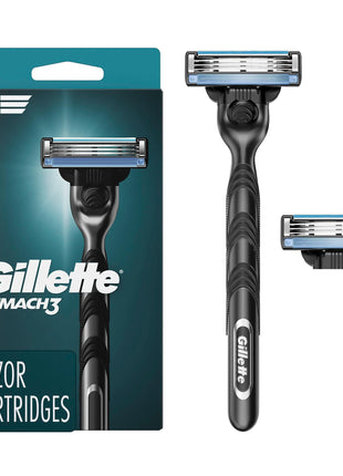 Gillette Mach3 Razor for Men, 1 Razor Handle + 2 Blade Refills