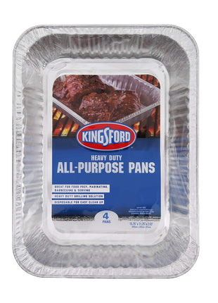 Kingsford Heavy Duty Large Aluminum Pans with Deep Sides, Disposable Foil Pans for Cooking, Baking, Grilling, Roasting, and Chafing Dishes, 15.75 x 11.25 x 2.63 Inches, 4 Count