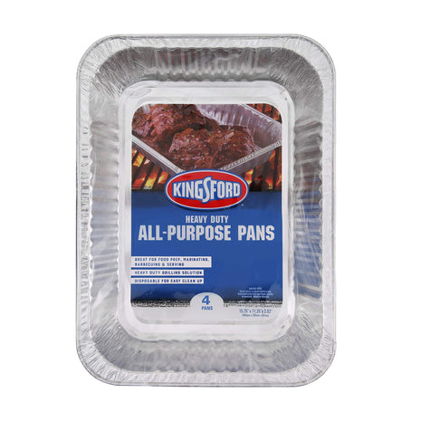 Kingsford Heavy Duty Large Aluminum Pans with Deep Sides, Disposable Foil Pans for Cooking, Baking, Grilling, Roasting, and Chafing Dishes, 15.75 x 11.25 x 2.63 Inches, 4 Count
