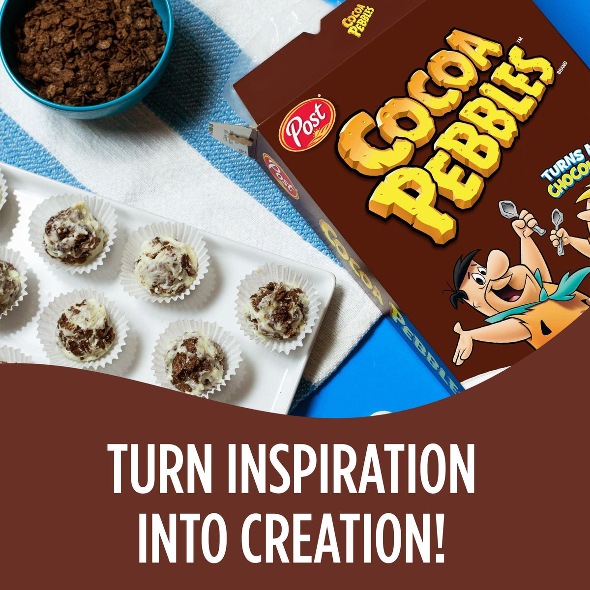 Cocoa PEBBLES Cereal, Chocolatey Kids Breakfast, Gluten Free Rice Crunch, 27.5 oz Mega Size Cereal Box