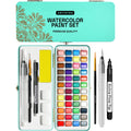 ARTISTRO Watercolor Paint Set Portable, Palette Set with Metallic Colors for Workbooks - Mini Travel Painting Kit for Artists, Professionals, Adults, Kids, Girls&Boys - Art Supplies, Christmas Gift