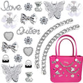 Everfunny Charms for Bogg Bag,Pearls,Butterfly Flowers and Chain for Bogg Bag Accessories Charms(20 pcs)